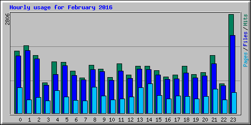 Hourly usage for February 2016